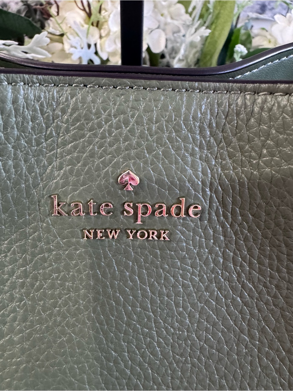 🍃Kate Spade Sage Green Juliette Medium Bucket Bag Pebbled Leather - Picture 13 of 13